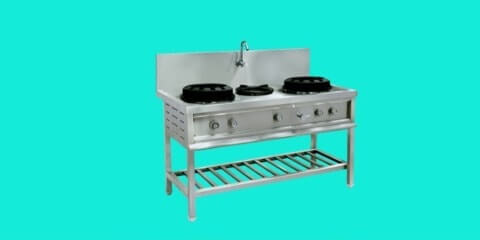 Cooking range with kitchen service